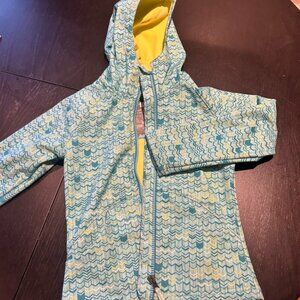 🌧️💙 Paradox Girls Raincoat – Fleece Lined – Blue & Yellow Print – Size 6💛🌧️